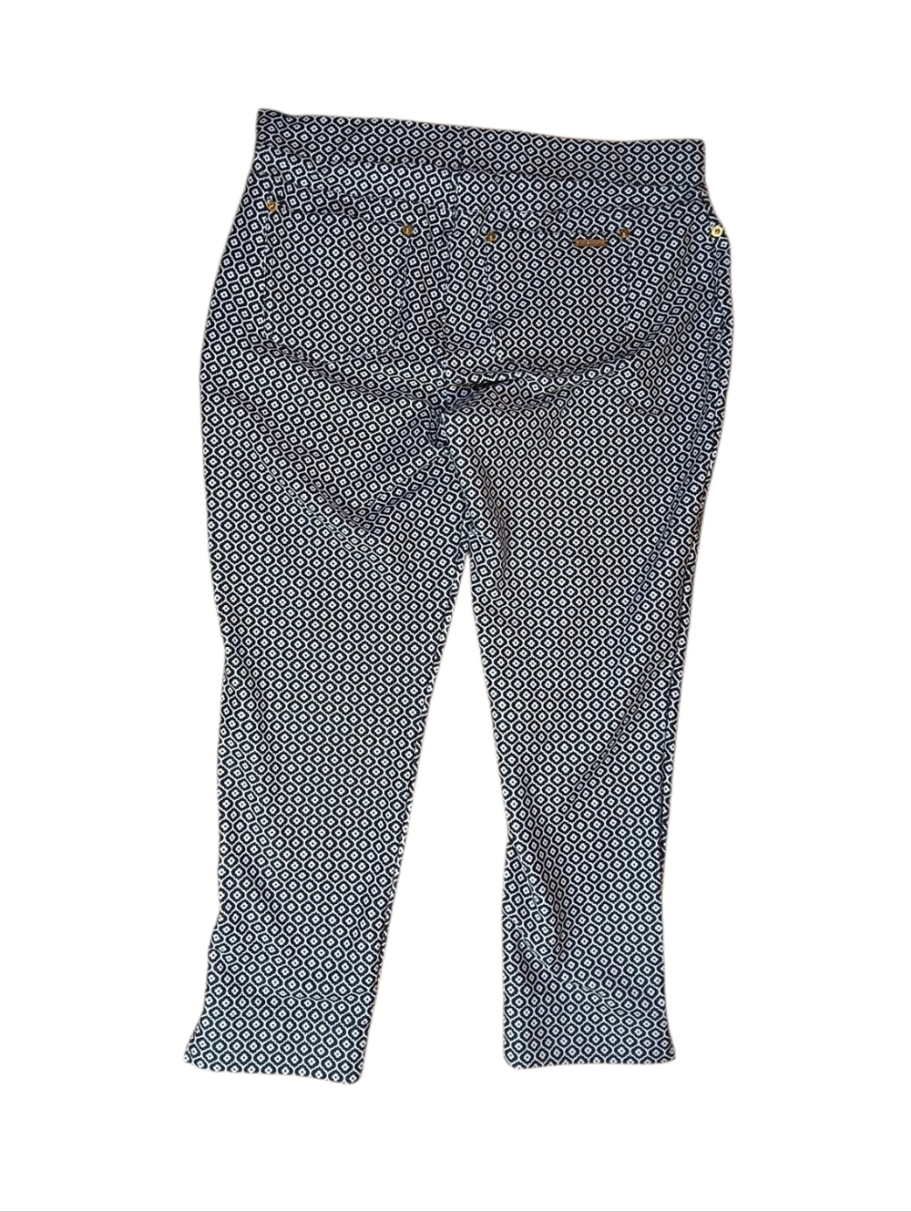 NWT Michael Kors Geometric Print Very Soft Stretch Cropped Pants Size Large - Picture 2 of 7